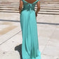 Off Shouder Evening Dress Aqua