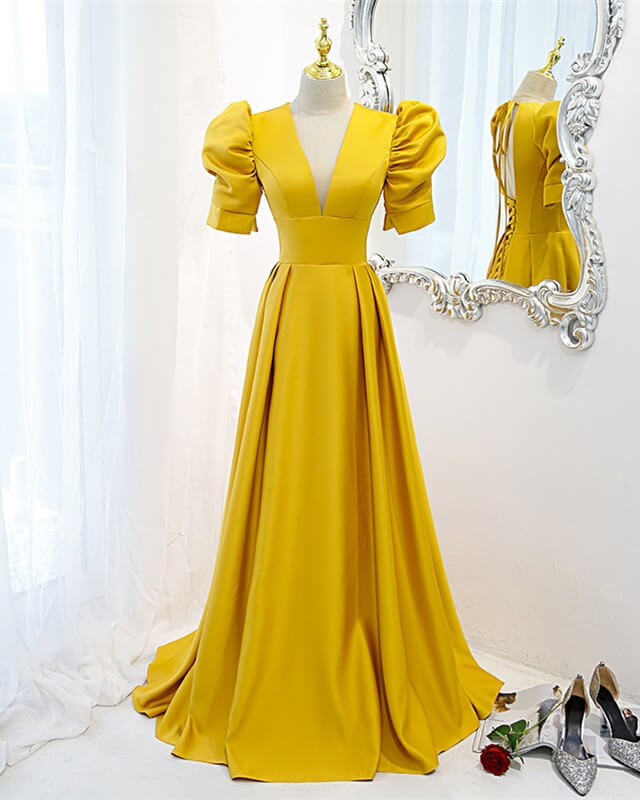 Mustard Yellow Satin Dress