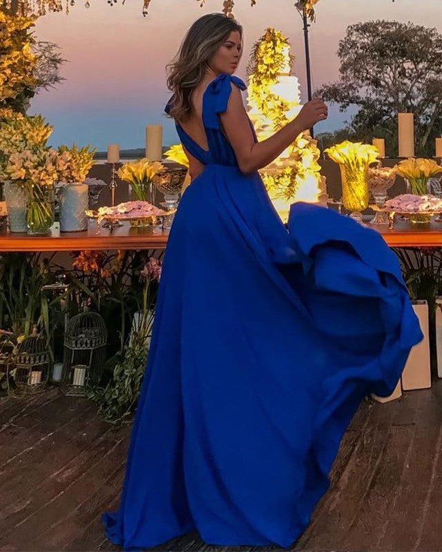 Long Chiffon Bridesmaid Dresses V Neck Split