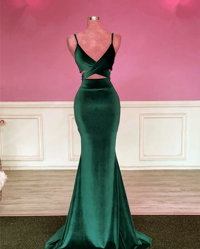 Mermaid Emerald Green Velvet Dress