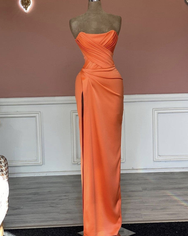 Mermaid Orange Satin Dress