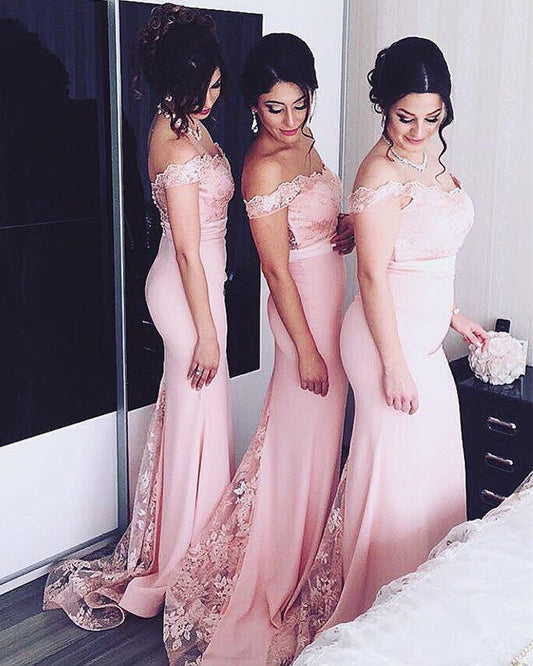 Mermaid Lace Appliques Bridesmaid Dresses Off The Shoulder