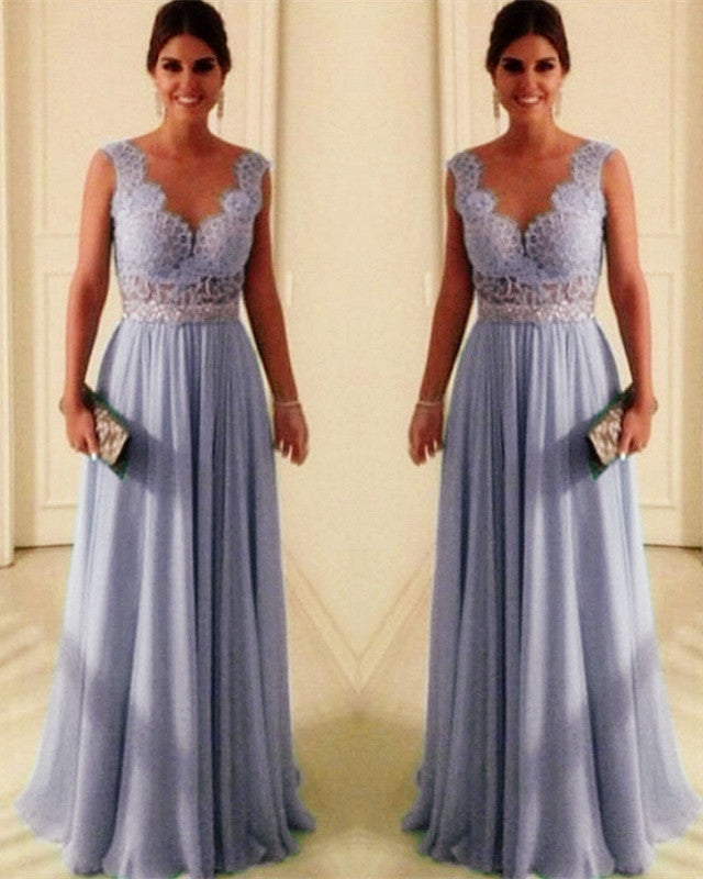 Elegant Lace Appliques Bridesmaid Dresses Nude Back