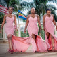 Bow Back Bridesmaid Dresses Mermaid Sweetheart Slit