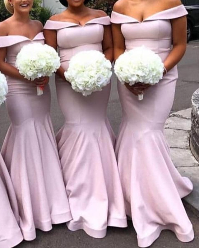 Mermaid Satin Off The Shoulder Bridesmaid Dresses