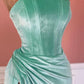 Mermaid Velvet Strapless High Slit Dress