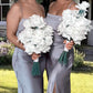 Long Silver Sheath Split Bridesmaid Dress
