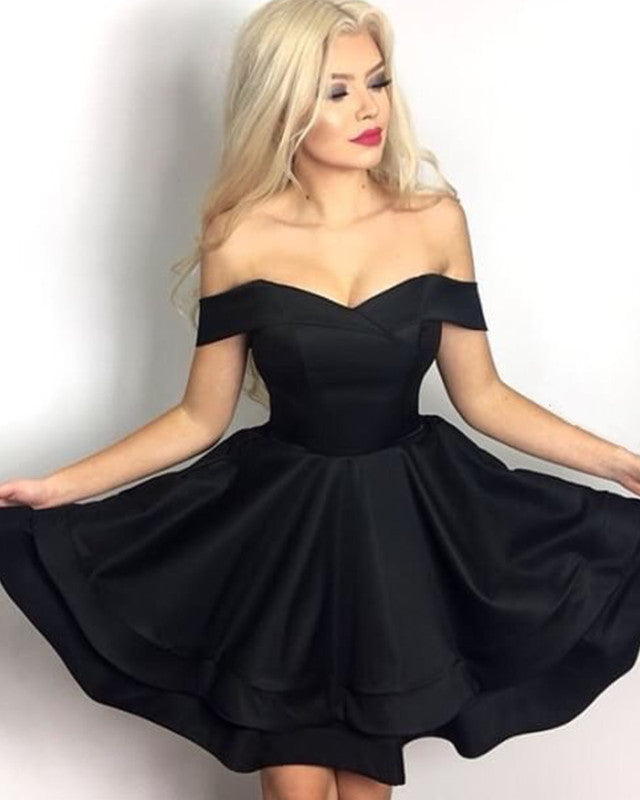 Short Satin Bridesmaid Dresses Off The Shoulder – Lisposa