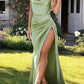 Cowl Neck Bridesmaid Dresses Mermaid Satin Split