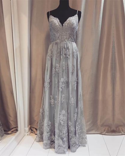 Silver Appliques Bridesmaid Dresses