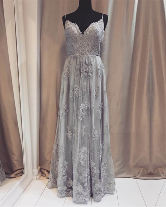 Silver Appliques Bridesmaid Dresses
