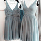 Short Pleated V-neck Chiffon Bridesmaid Dresses
