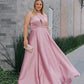 Pink Plus Size Halter Bridesmaid Dresses Satin