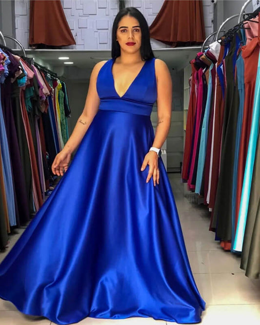Plus Size Royal Blue Bridesmaid Dresses Satin