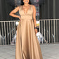 Plus Size Champagne Satin V-neck Bridesmaid Dresses