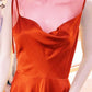 Burnt Orange Cowl Neck Satin Bridesmaid Dress With Straps