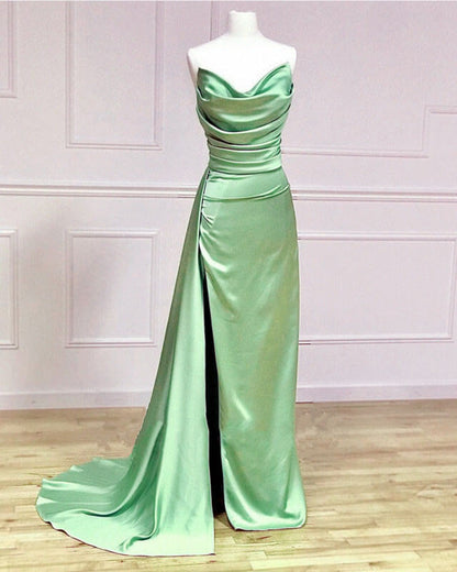 Sage Green Satin Bridesmaid Dress