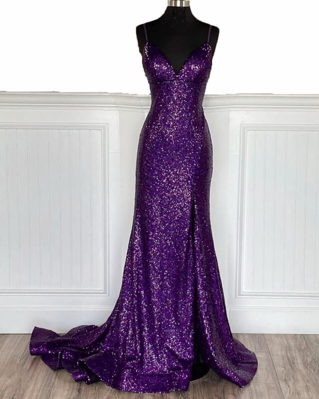 Mermaid Purple Sequin Bridesmaid Dresses