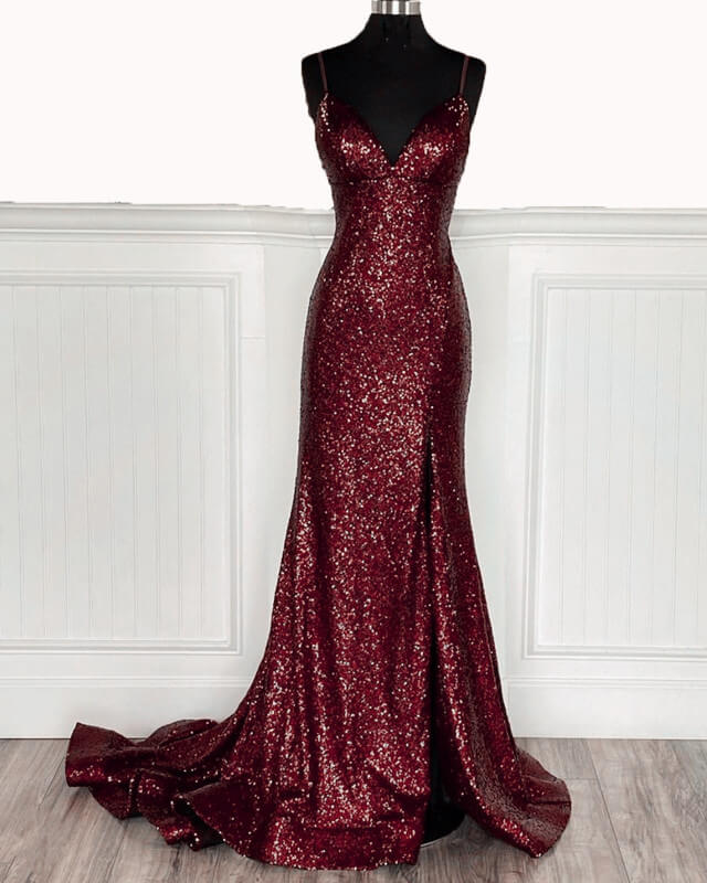 Mermaid Burgundy Sequin Bridesmaid Dresses