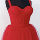 Red Tulle Spaghetti Straps Midi Corset Dress