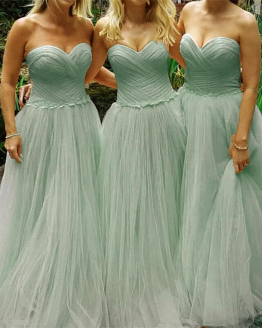 Sage Green Tulle Bridesmaid Gowns