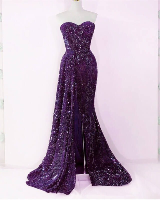 Purple Sequin Bridesmaid Dresses