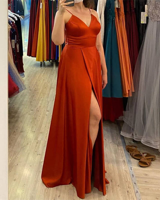 Burnt Orange Satin Gown