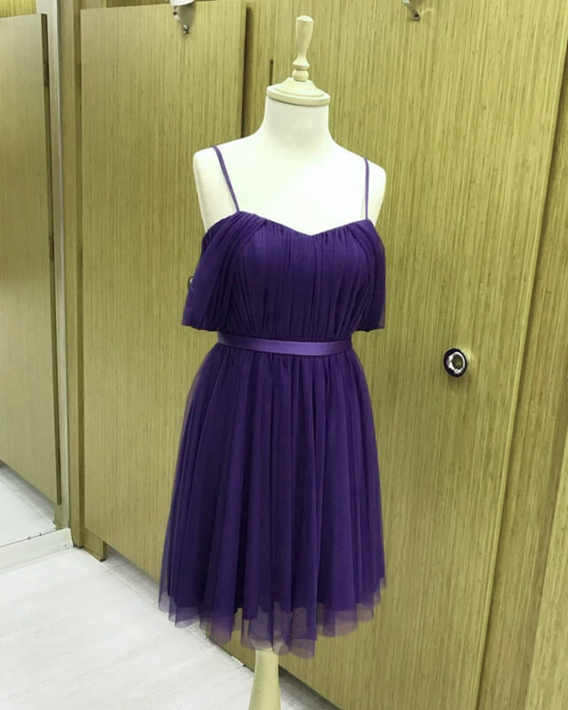 Short Navy Tulle Bridesmaid Dresses Off Shoulder