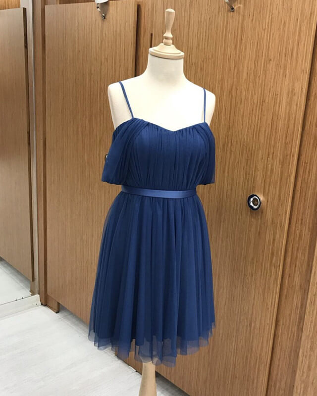 Short Navy Tulle Bridesmaid Dresses