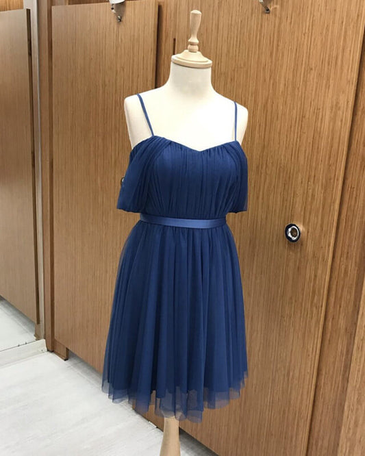 Short Navy Tulle Bridesmaid Dresses