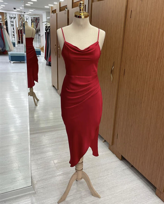 Red Satin Slip Bridesmaid Dresses