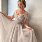 Silve Tulle Tea Length Bridesmaid Dress