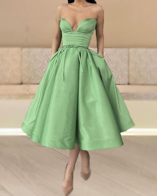 Sage Midi Homecoming Dress