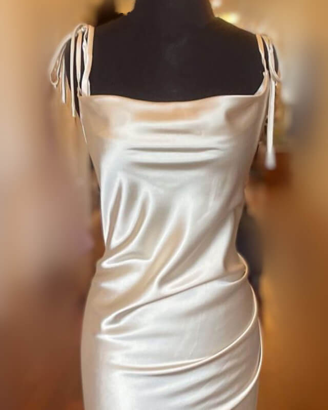 Sheath Midi Soft Satin Bridesmaid Dress