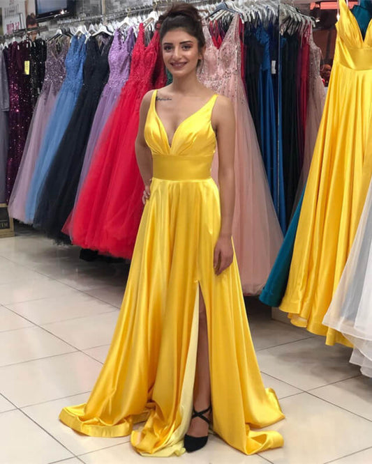 Yellow Gold Bridesmaid Dresses Satin