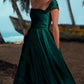 Dark Green One Shoulder Satin Dress