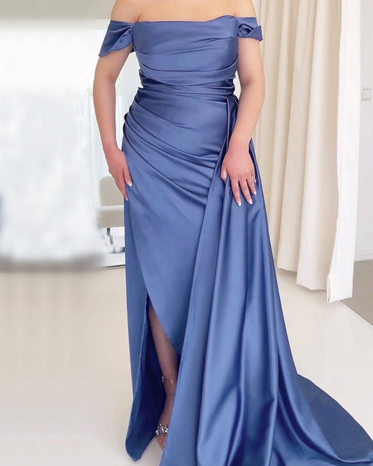 Dusty Blue Satin Bridesmaid Dresses