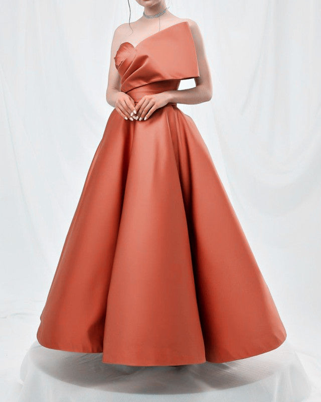 Ball Gown Satin Midi One Shoulder Dress