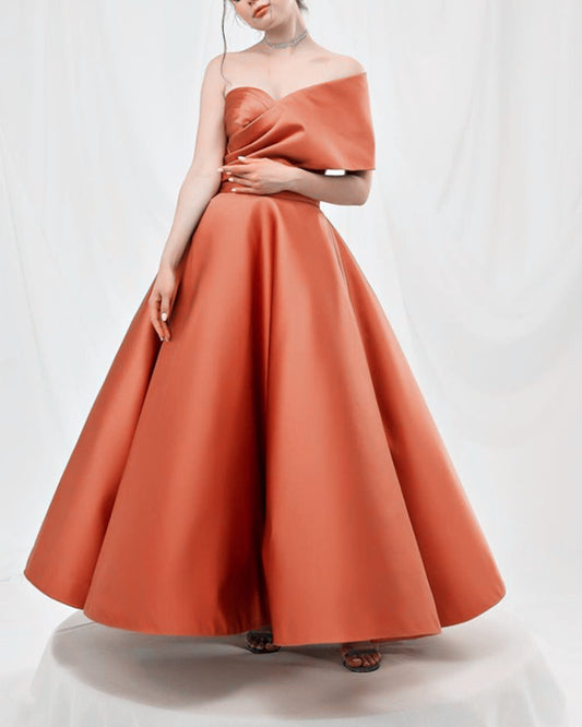 Terracotta Ball Gown Dress