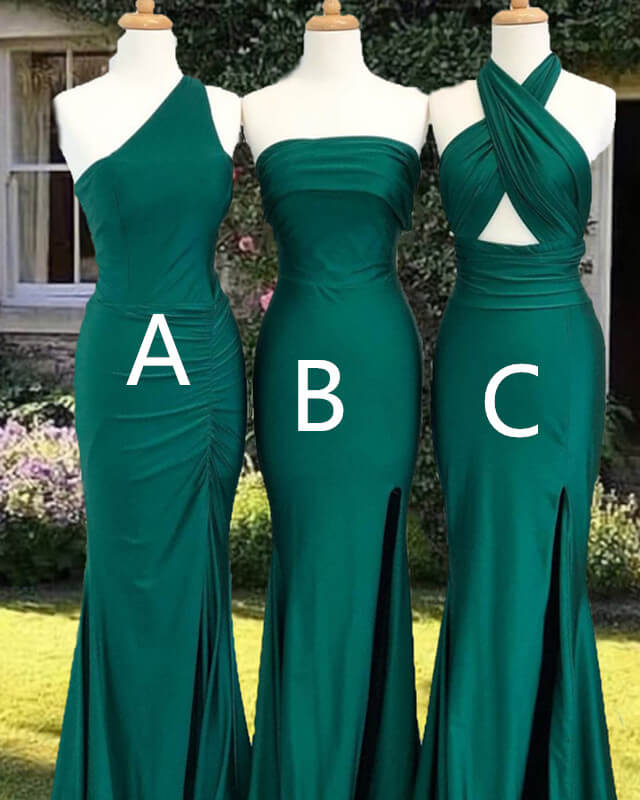 Mermaid Green Mismatched Satin Bridesmaid Dress