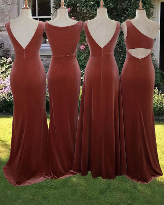 Velvet Bridesmaid Dresses Mismatched