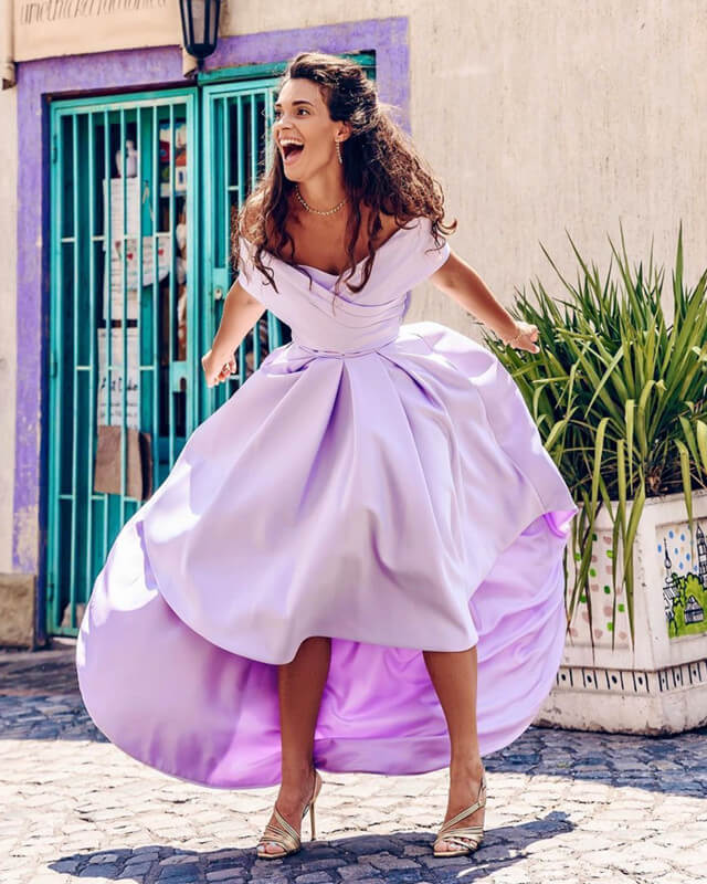 Lilac Bridesmaid Dresses Asymmetrical