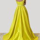 Lellow Yellow Satin Cap Sleeve Bridesmaid Dresses