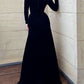 Black Off The Shoulder Split Velvet Dress
