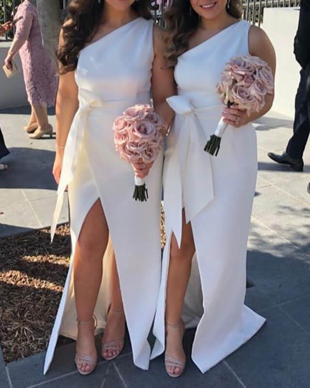 White One Shoulder Bridesmaid Dresses