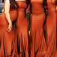 Mermaid Burnt Orange Satin Dress