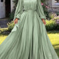Boho Chic Sage Chiffon Cold Sleeve Dress