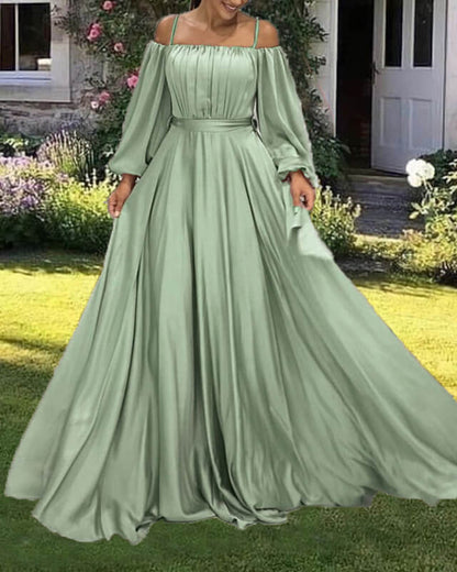 Boho Chic Sage Chiffon Cold Sleeve Dress Lisposa Boho Chic Sage Chiffon Cold Sleeve Dress Lisposa