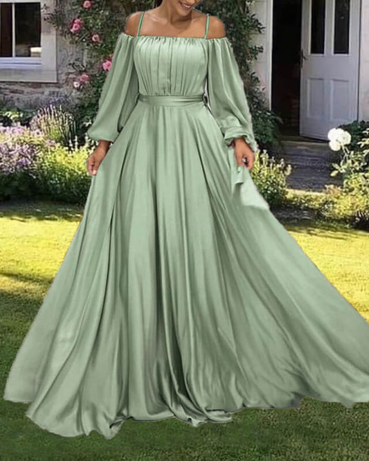 Sage Green Chiffon Bridesmaid Dresses With Sleeves