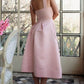 A-line Soft Pink Satin Midi Dress With Pockets
